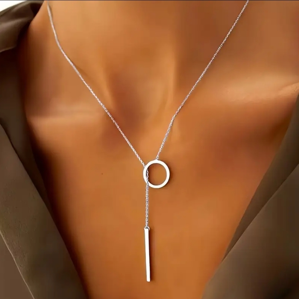 18 KT White Gold Over Titanium Necklace